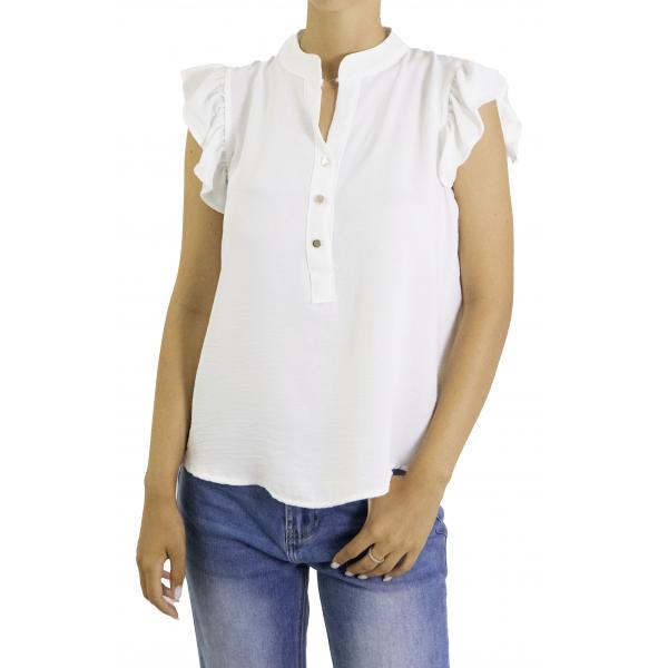 Blusa con volant e bottoni 